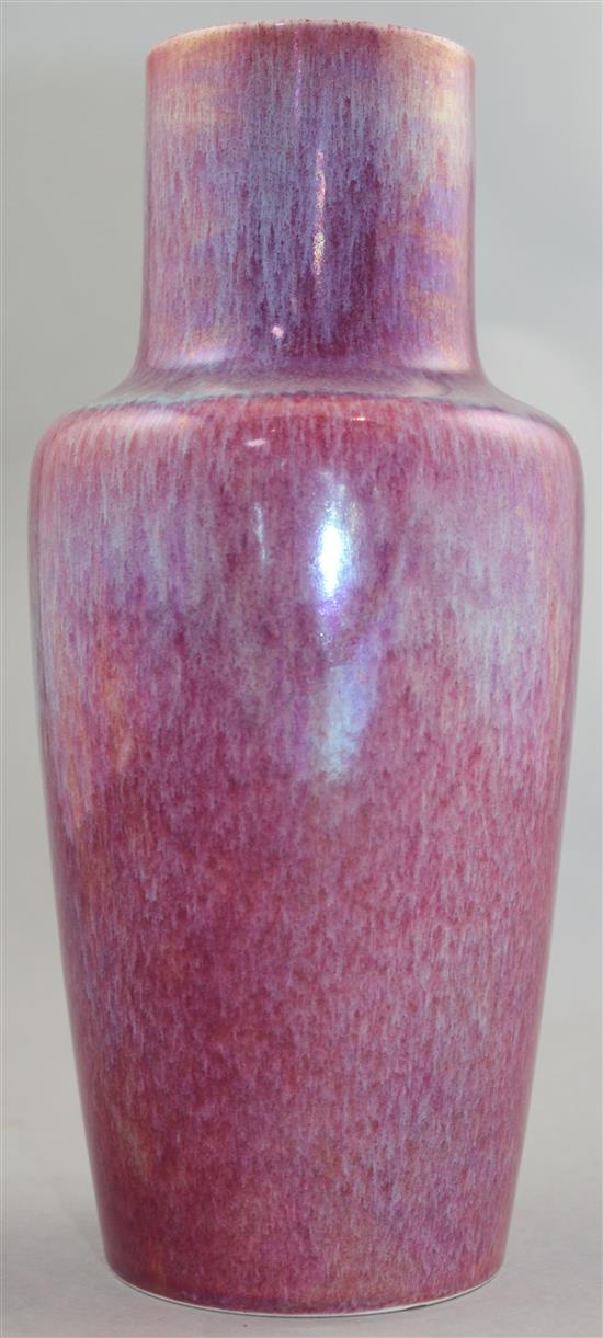 A Ruskin pottery high fired flambe vase, c.1916, 25.5cm